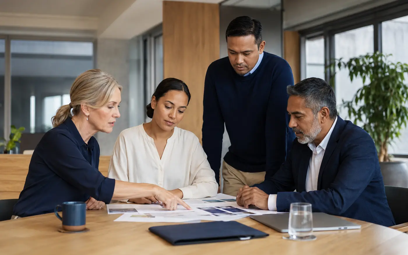 A New Zealand employer and international professionals discussing workforce planning
